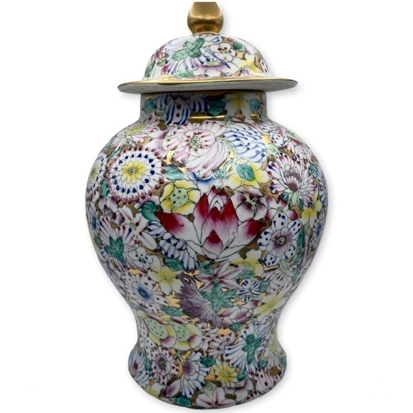 Vintage Millefleurs Japanese PorcelainWare Temple Jar Made in Hong Kong - Picture 2 of 11